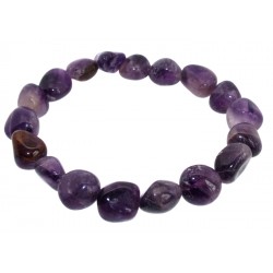 Amethyst Gemstone Smooth Pebble Elasticated Bracelet